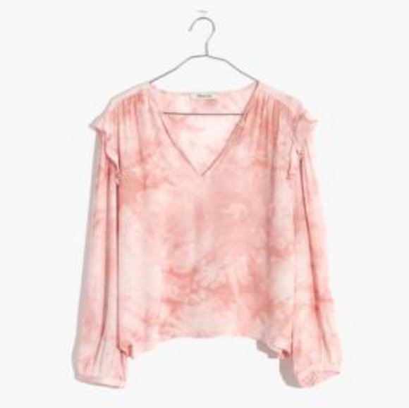 NWT Madewell Tie Dye Ruffle Shoulder Top XXS - Picture 2 of 12